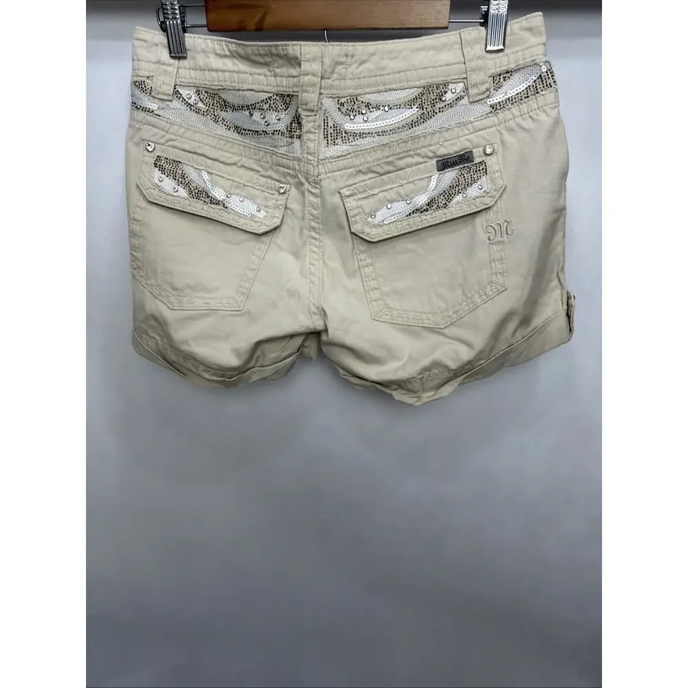 Miss Me Women’s Tan Rip Stop Shorts Size 27 CP1248 Cargo - Picture 4 of 12